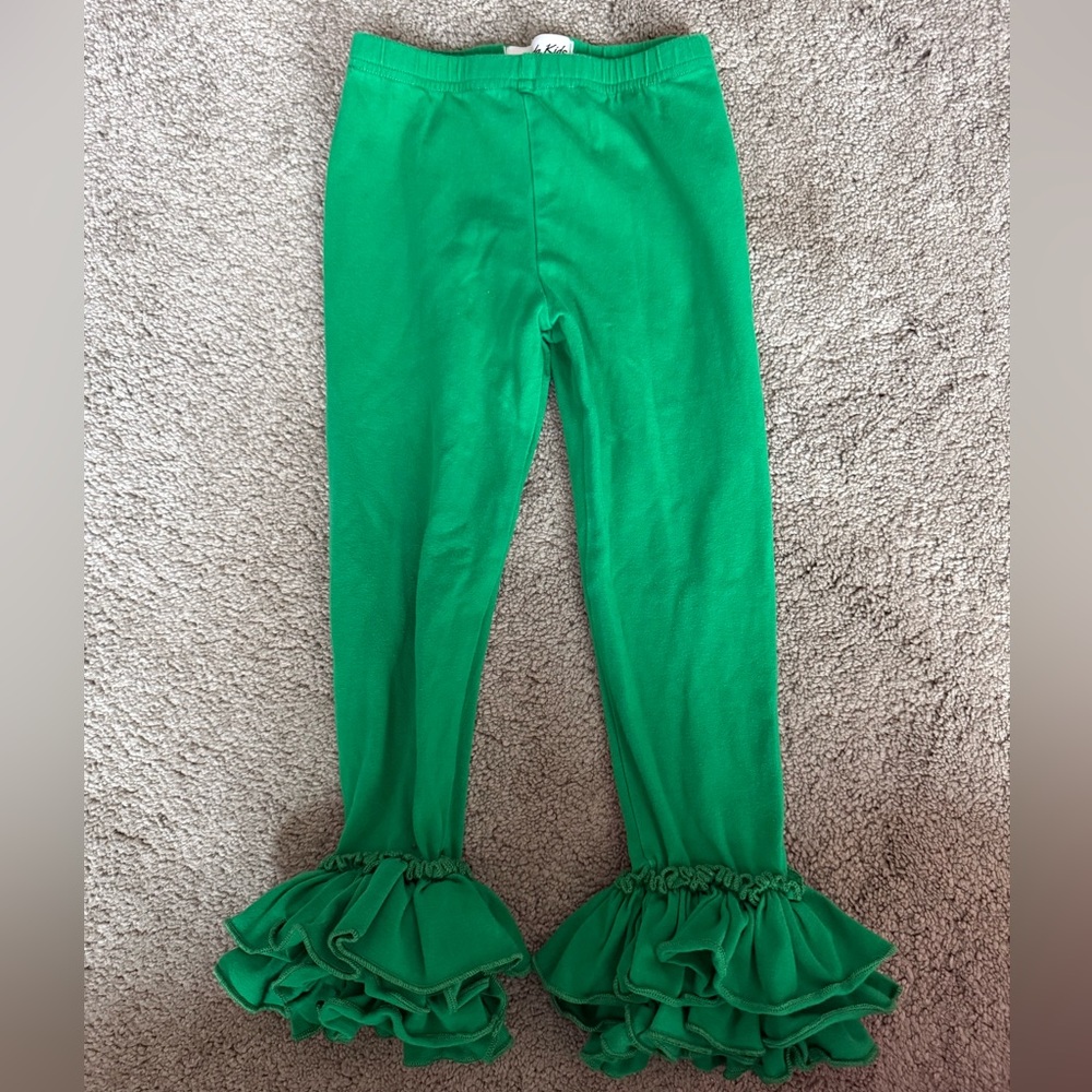 Charming Green Ruffle Leggings for Kids